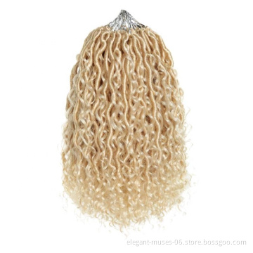 Ombre color 14 18 inch curly faux locs crochet hair extensions river locs crochet goddess faux locs braid